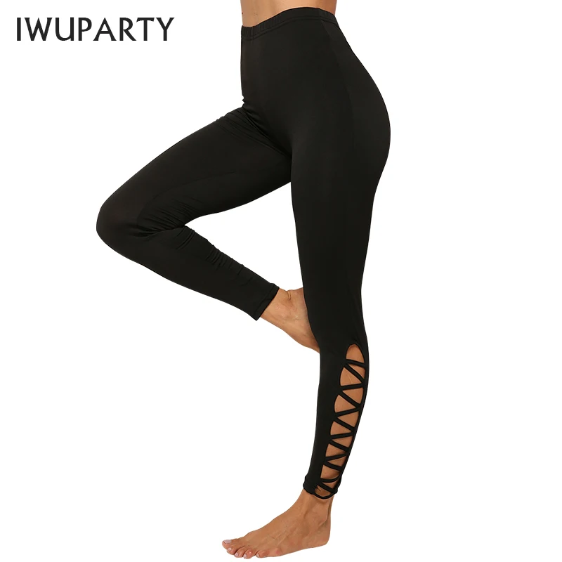 

Black Seamless Yoga Pants Women Sport Gym Running Leggins Fitness Elastic High Waist Tight Leggings Hollow Out Bandage Slim Pant