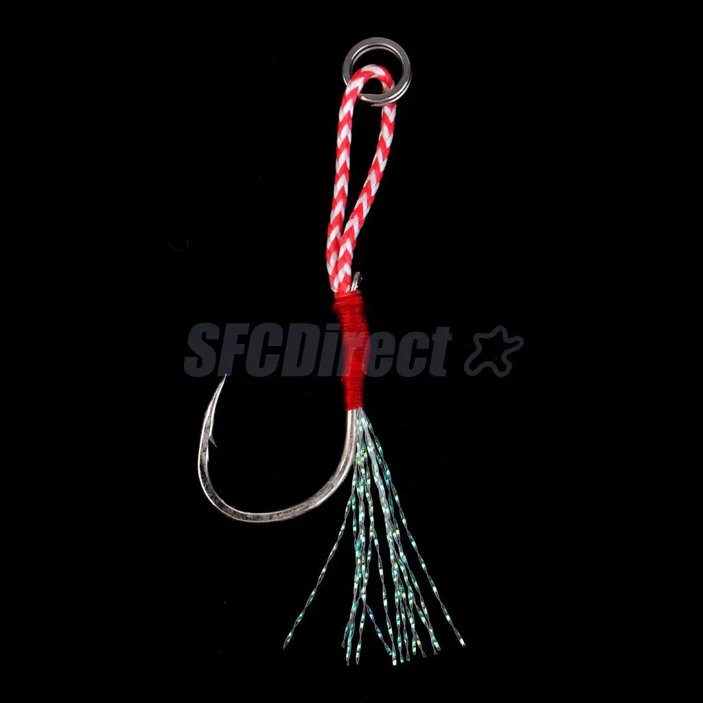 5Pcs Deep Sea Fishing Assist Hooks Worm Barbed Hooks Live Baits Hooks with PE Line 13# 15# 17#