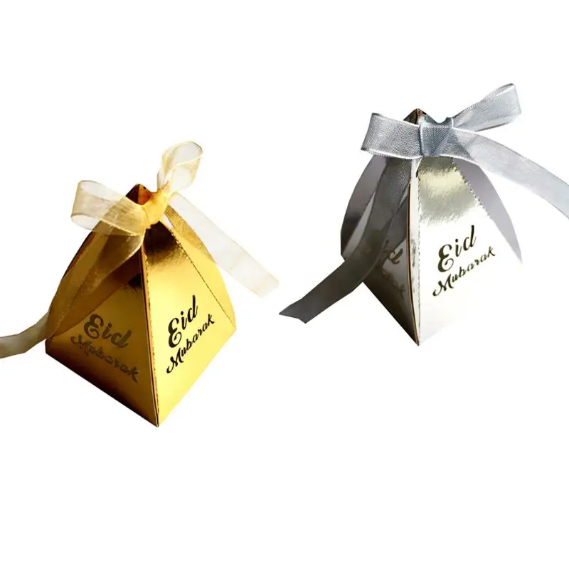 

25pcs New Laser Cut Hollow Candy Box With Ribbon Wedding Party Favors Boxes Muslim Eid Mubarak Ramadan Party Decoration