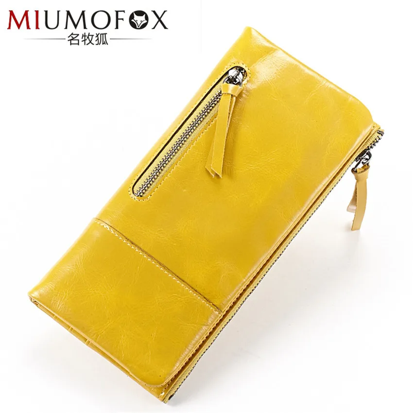 

Vintage 4 Colors Women Long Wallet Large Capacity Card Wallet ID Card Holder Multifunction Red Yellow Solid Lady Day Clutch W138