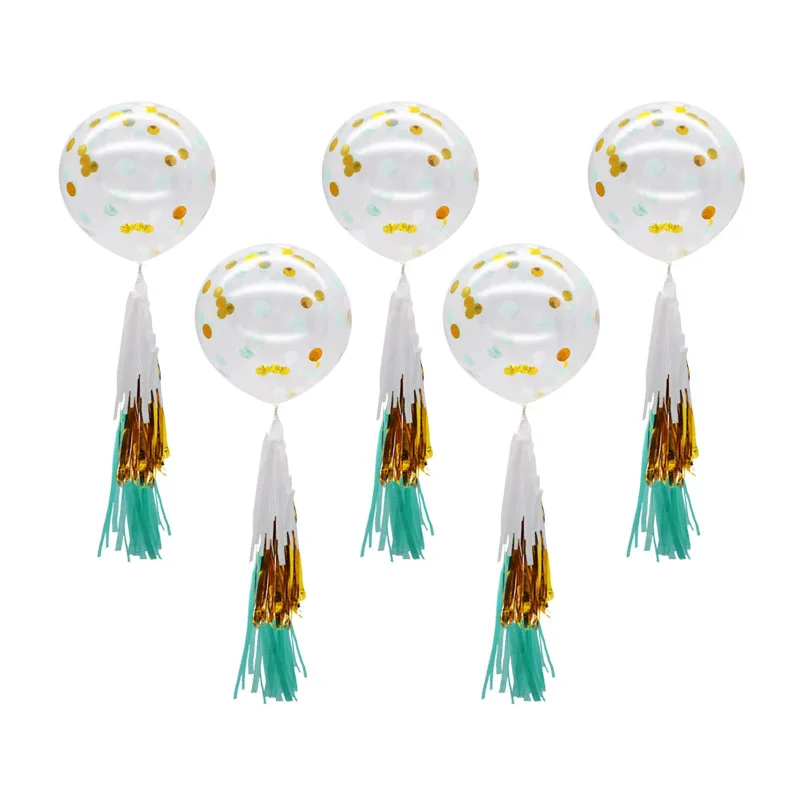 5 шт 12 дюймов жемчужные латексные воздушные шары конфетти из папиросной бумаги