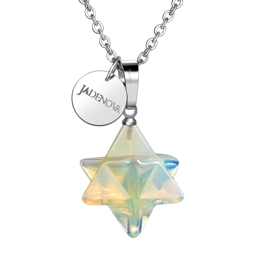 

3D Merkaba Star Necklace Pendant Necklace Chakra Reiki Energy Healing Crystal Jewelry 18 inch Stainless Steel Chain