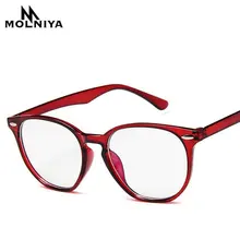 С защитой от синего света Для мужчин Круглый оптика маленькая солнцезащитные очки формы "кошачий глаз очки Для женщин ретро однотонные Цвет прозрачный предписанные оправы очков