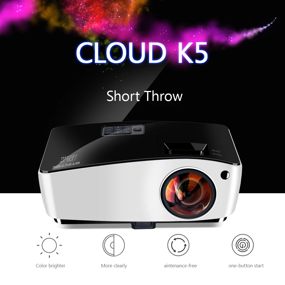 BYINTEK Cloud K5 DLP короткое видео HD проектор для дневного образования голограмма бизнес Full HD 1080 P Кино Домашний кинотеатр