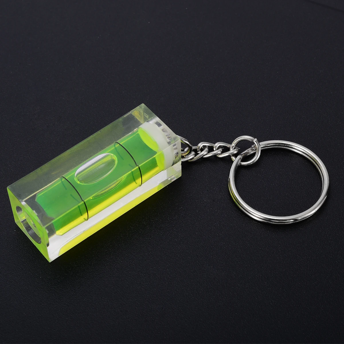 1PC Mini Acrylic Spirit Level Key Ring Key Chain Tool Gadget Gift Novel Green 15x15x40mm