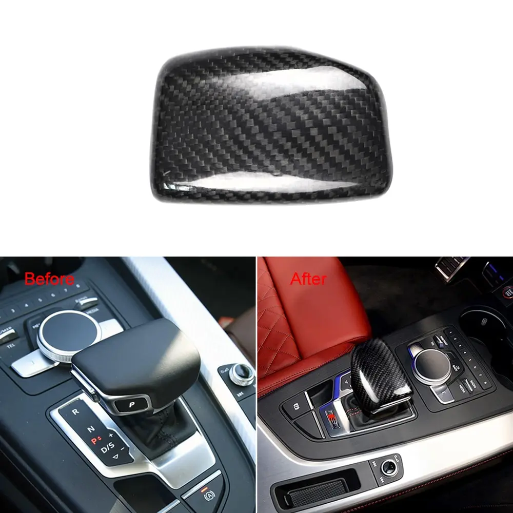 

Gear Shift Knob Cover True Carbon Fiber Sticker Car Interior Decoration for Audi A4 S4 RS4 A5 S5 RS5 Q5 Q7 B9 2016-2019