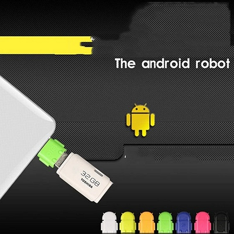 ITSYH конвертер из Micro USB в 2 0 OTG адаптер разные цвета на выбор робот Форма Android для