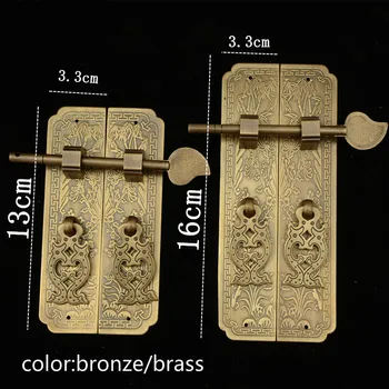 

13 16 18CM Chinese Style Wooden Case Straight Handle Antique Furniture Wood Cabinet Handles Pulls Retro Brass Kitchen Knobs