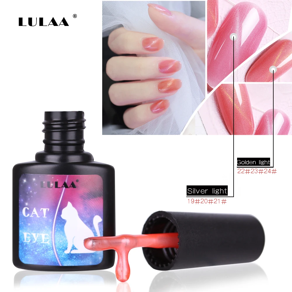 

LULAA Pink Nude Cat Eye Nail Gel Magnetic Semi-transparent Gel Soak Off Nail Art Nail Polish 8ml UV Gel Hybrid Varnish Lacquer