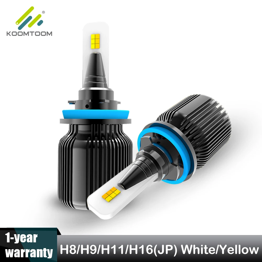 Koomtoom H8 H11 Dual Color Headlight Bulb H8 Led Fog Light 6500K White ...