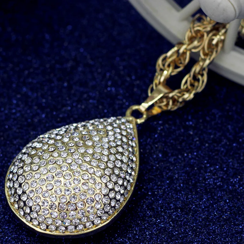 

2017 Morocco Dubai Fashion Exquisite Golden plated Jewelry Crystal Water Drop Bride Wedding Costume Jewelry sets