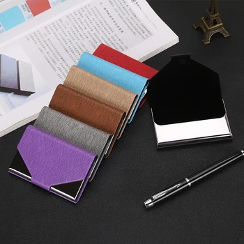 

20PCS / LOT PU Card Bag Protable RFID Aluminium Alloy Credit Card Holder Creative Antitheft ID Card Holder Mini Wallets