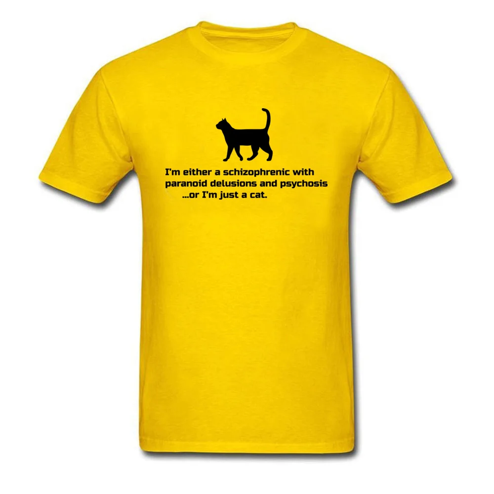 Cat psychology Summer/Autumn All Cotton O-Neck Tees Short Sleeve Casual Sweatshirts New Design Funny Top T-shirts Cat psychology yellow