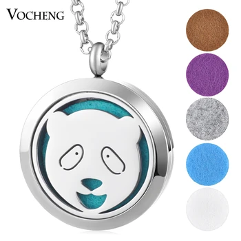 

10pcs/lot Perfume Oil Diffuser Locket Necklace 316L Stainless Steel Pendant Animal Magnetic 30mm with Free Felt Pads VA-714*10