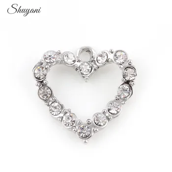 

21*21mm Fashion Silver/Gold Color Heart Charms Crystal Love Heart Charms Pendant fit Bracelet Necklace Jewelry Findings