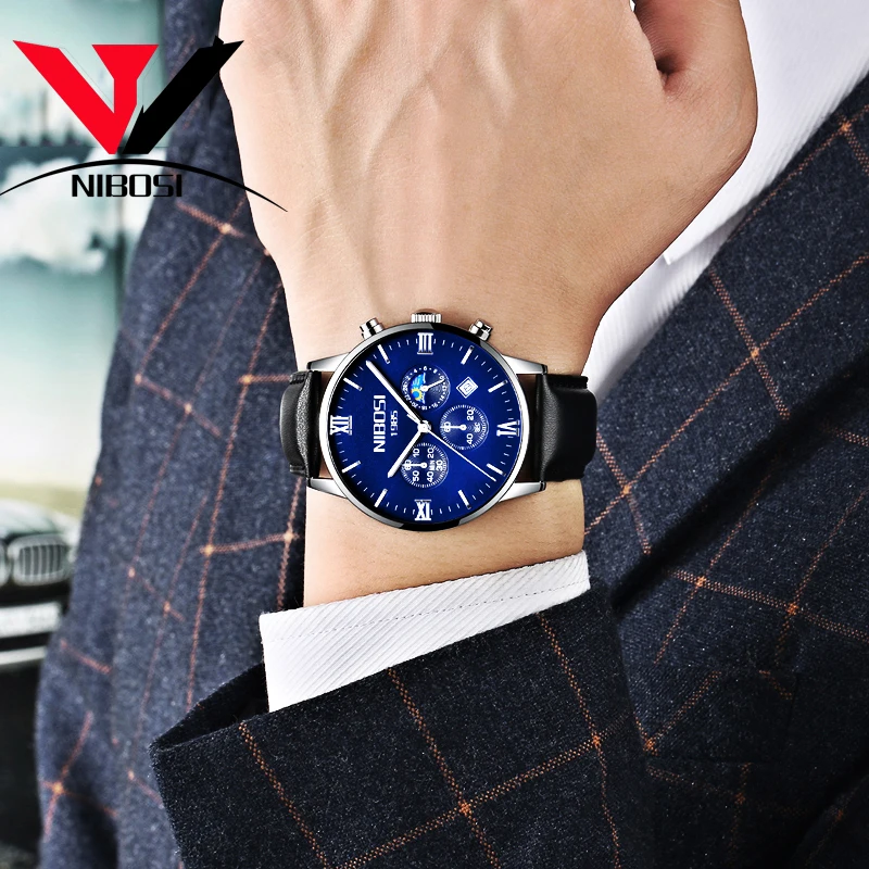Montre Homme Marque De Luxe NIBOSI 2018 мужские часы брендовые роскошные кожаные