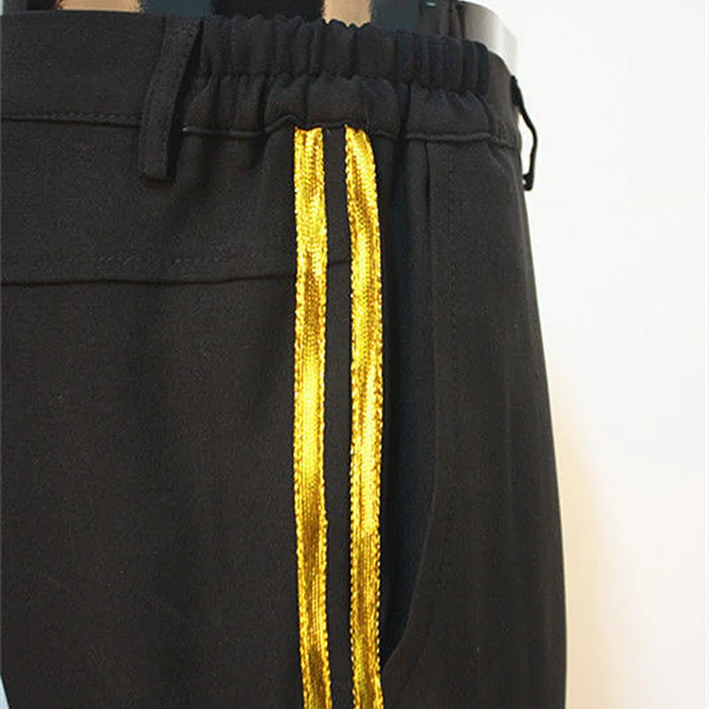 MJ Michael Jackson Black Billie Jean Entertainers Straight Golden trousers Casual cropped jeans Elasticity Ankle-Length pants Men’s Clothing 6f6cb72d544962fa333e2e: 25|26|27|28|29|30|31|32|33|34|35|36