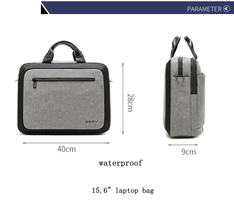 BAIBU, мужской водонепроницаемый портфель для ноутбука, деловые сумки через плечо, Большая вместительная сумка-мессенджер, многофункциональная сумка-тоут