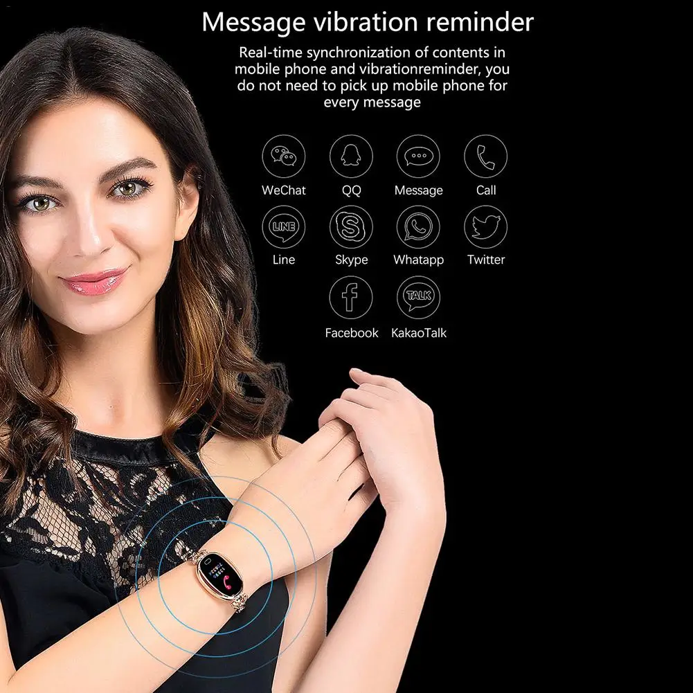 Смарт-часы для женщин модные водонепроницаемые часы для мониторинга сердечного ритма здоровье Bluetooth браслет для Android IOS фитнес-трекер
