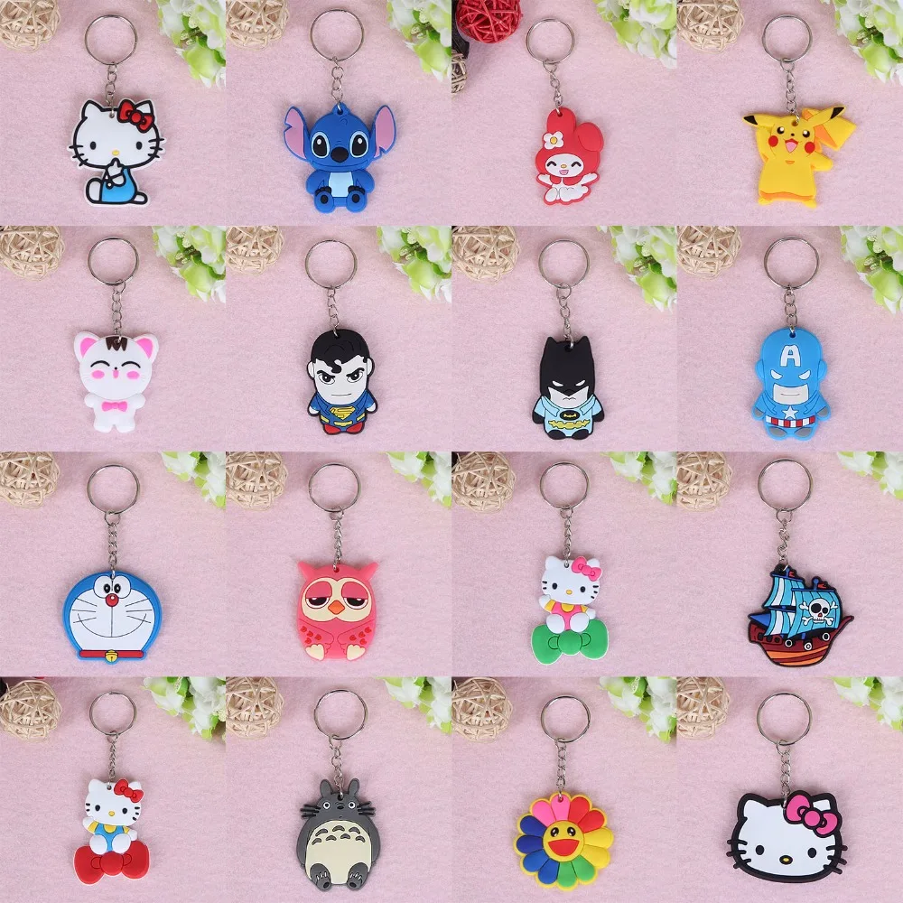 

suti 1PCS Cute Cartoon Keychains Cheese cat Bear Key chains Bag Pendant cat Owl Minion key Pendant Anime jewelry