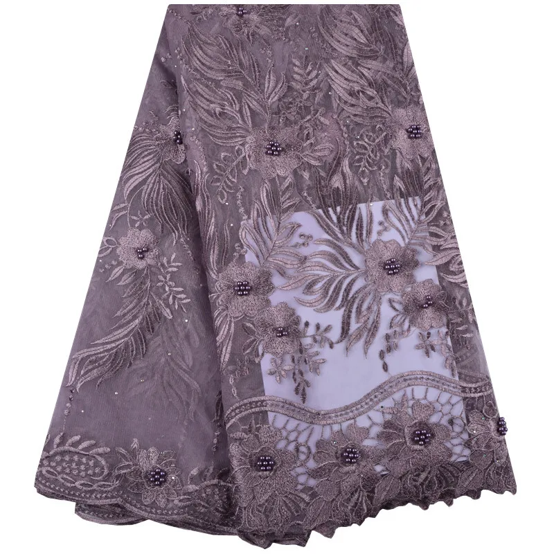 New Arrival 2019 High Quality Light Purple African Wedding Lace Fabric With Stone For Women Dress French Tulle Net 1347 | Дом и сад