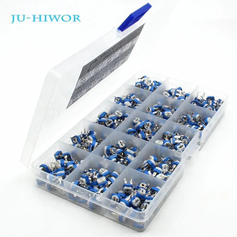 

325pcs RM065 Variable Resistor Carbon Film Horizontal Trimpot Potentiometer Assortment Kit 15 Values Each 25pcs