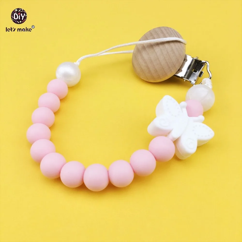 Let's Make Silicone Betterfly Pacifier Clip Teething Dummy Clip Pacifier Holder Teether Beads 