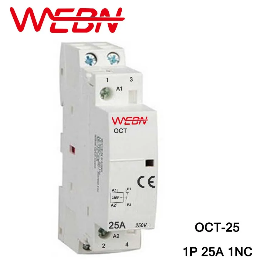 

OCT Series AC Household Contactor 230V 50/60Hz 1P 25A 1NC One Normal Close Din Rail Contactor