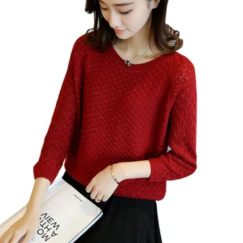 

New 2018 spring autumn sweater women pullover fashionable loose knitted pullover sweater top LJ0646