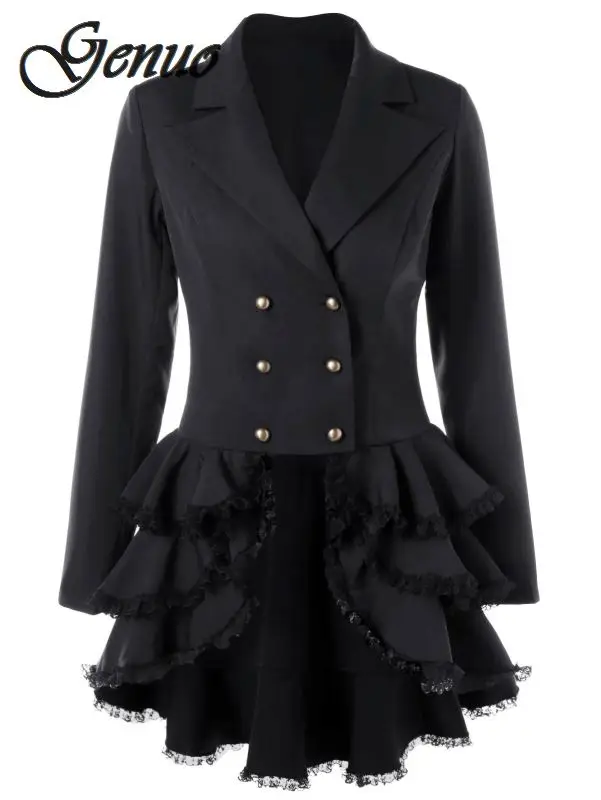 Women Blazer Lotus Leaf Pearl Ladies Blazer Jacket Double Breasted Womens Blazers Long Sleeve Suit Coat Slim Women Tops