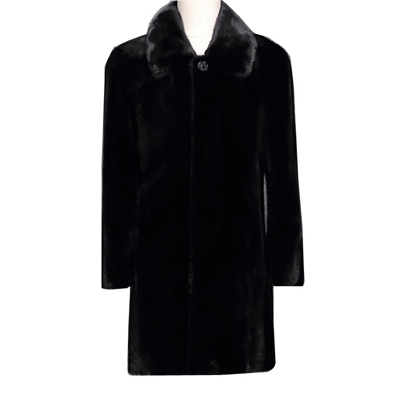 

2019 Winter Leather Jacket Men High Quality Imitation Mink Faux Fur Coats Hooded Long Thick Warm Outerwear Plus Size 6XL