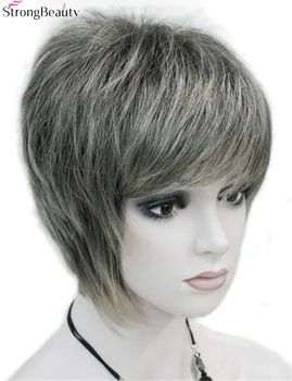

Strong Beauty Synthetic Short Straight Wigs Women Capless Grey Wig