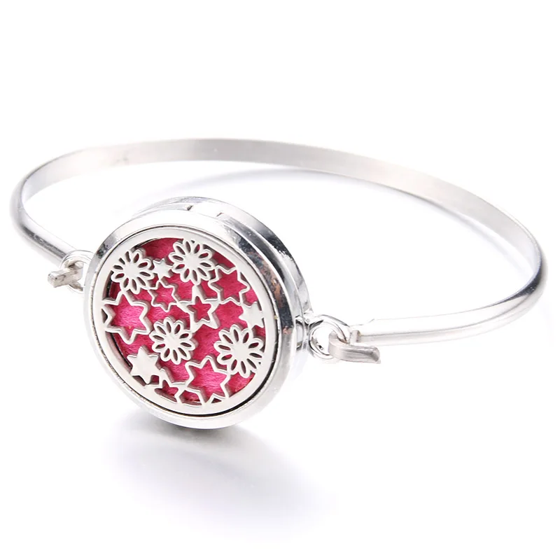 Charm Beautiful Pattern Stainless Steel Aroma Box Bracelet Aromatherapy