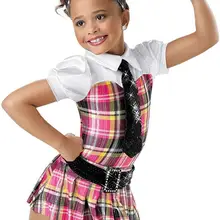 Настоящая юбка-пачка трико детская хип-хоп Джаз танцевальная одежда женские костюмы для сцены Одежда для взрослых клетчатый костюм