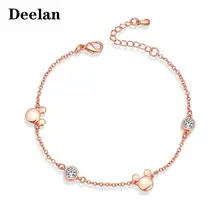 DEELAN очаровательные браслеты для женщин розовое золото Микки Кристалл ювелирные изделия девушка мода циркон Свадебный браслет День Святого Валентина ювелирные изделия
