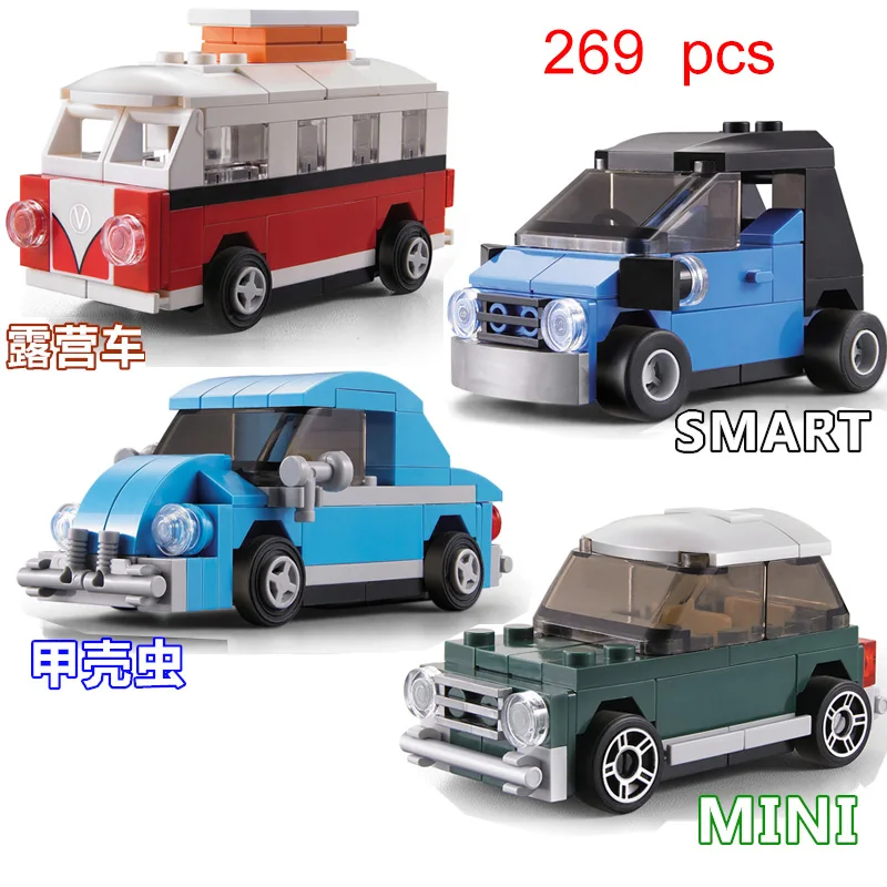 

Decool Camper mini Bricks Racer Compatible legoed Blocks pull back Smart Beatle assemble blocks boy toy cars Technic DIY gift