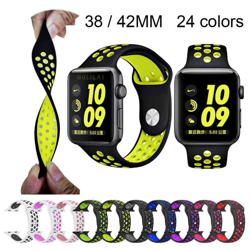 Новый спортивный силиконовый ремешок для apple watch nike 42 мм 38 наручных часов iwatch 4 3 2 1