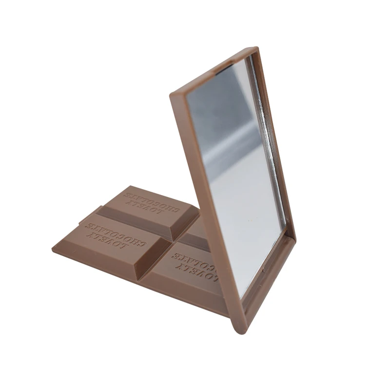 Женский инструмент для макияжа, смешное Темно-коричневое шоколадное карманное зеркало для косметического использования в офисе, дизайнерское зеркало для макияжа