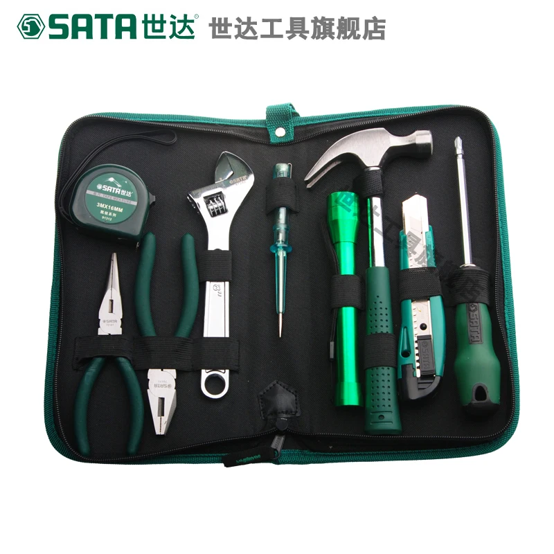 

SATA 9pcs hardware manual repair home toolbox, home electrician tool combination 06004