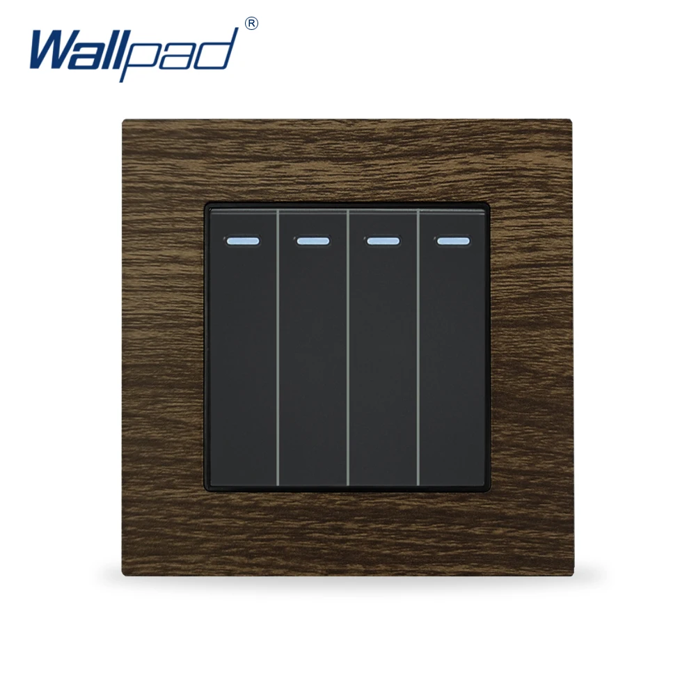 

4 Gang Reset Swtich Momentary Contact Wallpad Wall Light Switch Wood Metal Light Switches Interrupteur Button Reset Switch