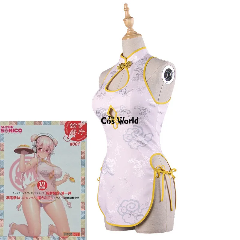 Китайский женский Чонсам SuperSonico платье с открытой грудью Униформа наряд аниме
