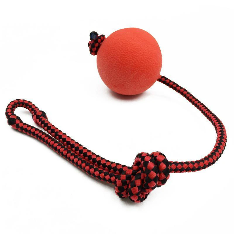 Indestructible Dog Ball Pet Dog Training Toy Puppy Tug Balls Toys Pet Chew Toys Small Size Solid Rubber Balls with Rope