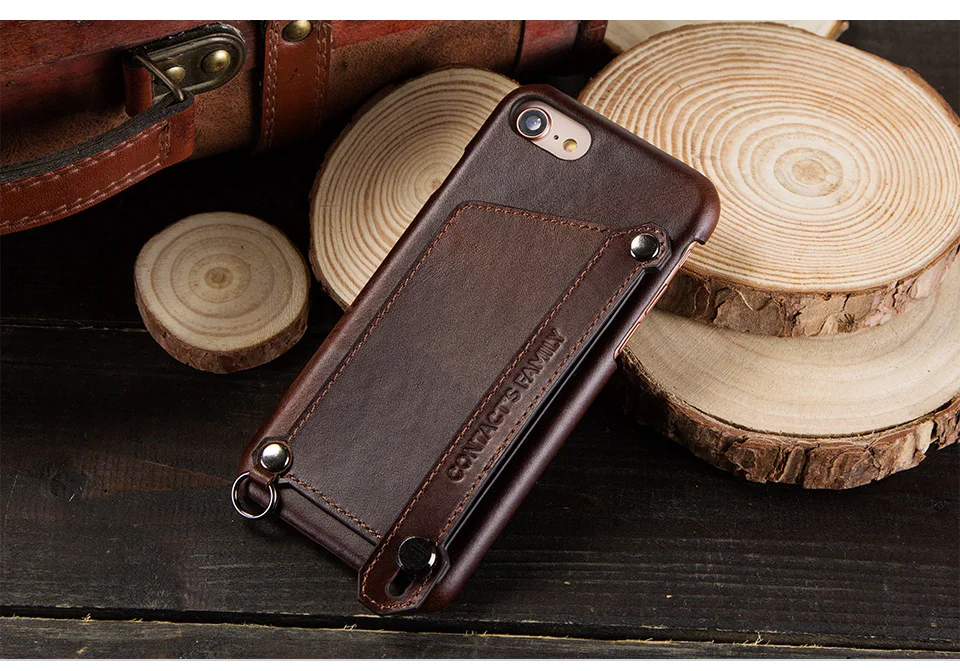 leather phone cases Sang Trọng Ngựa Điên Chính Hãng Da Điện Cho iPhone 7 8 Ốp Lưng Loại Thẻ Cho Iphon 7 8 Với phối Túi Ốp Lưng Điện Thoại custom iphone cases