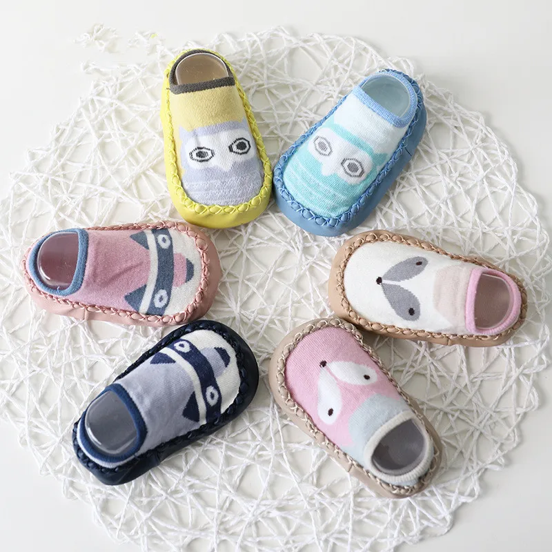 Kids First Walkers Floor Socks INS Cartoon Fox Dog anti slip shoes Baby