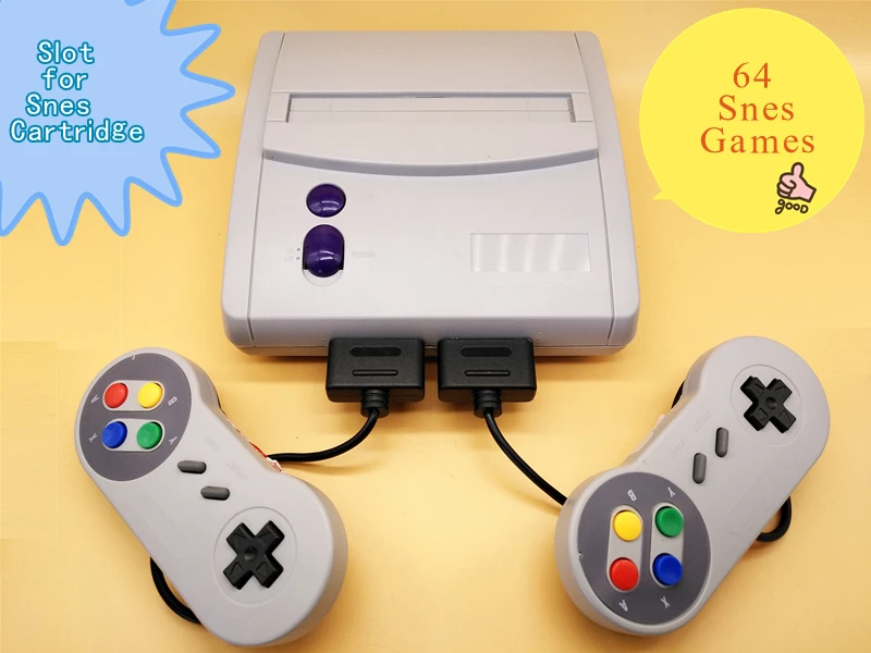 

Retro TV Video Game Console with Cartridge Slot For Snes Game Cartridges 64 Built-in Different 16 Bit Games For Snes AV Out