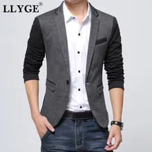 LLYGE, хлопок, Мужской Блейзер, куртка, пальто, черный, тонкий, пэчворк, корейский стиль, блейзеры, пальто размера плюс, 6XL, для мужчин, s, Мужская Уличная одежда