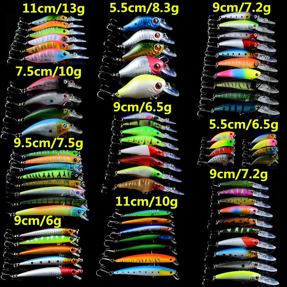 Fishing Lures Minnow Set Mixed Tackle Bait Lure Crank Models Lot Mix Clolor Hard Fishing Lures Minnow Set Mixed Tackle Bait Lure Crank Models Lot Mix Clolor Hard