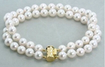 

DYY 820 genuine double strands AAA 8-9mm natural south sea white pearl bracelet