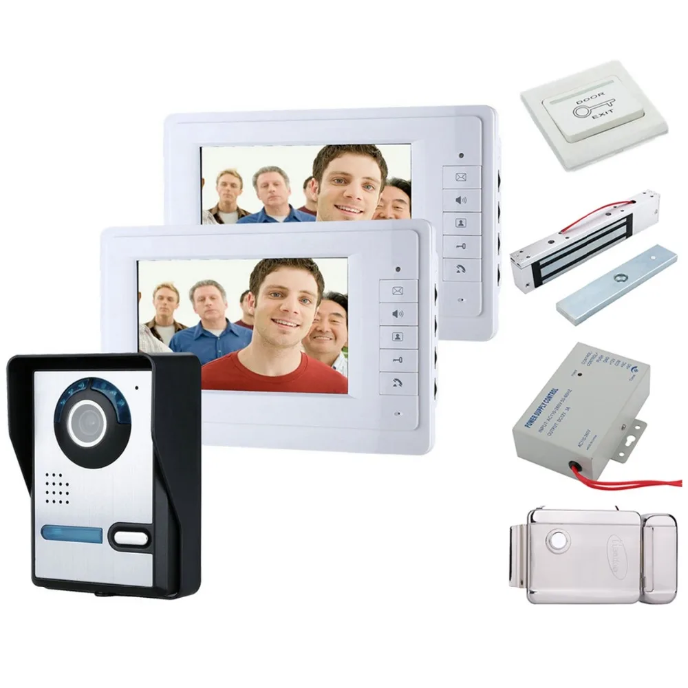 

Home 7 inch LCD Color Video door phone Intercom System Weatherproof Night Vision Camera Home Security Electric lock-control