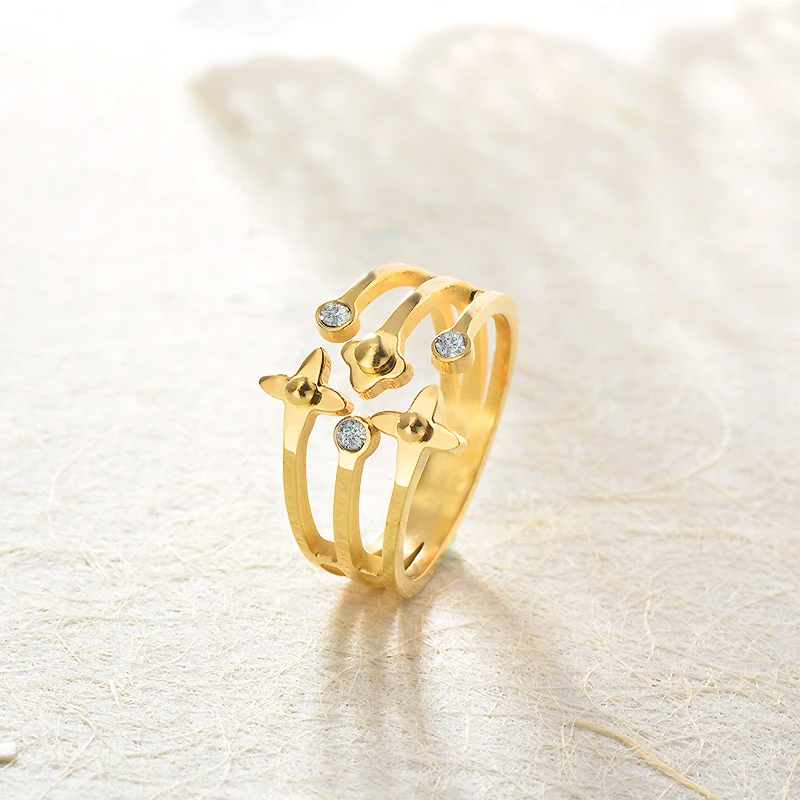 Baoyan, модное обручальное кольцо с кубическим цирконием, полое кольцо на палец,, позолоченные кольца из нержавеющей стали для женщин